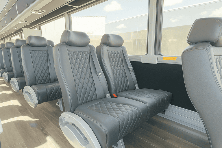 interior of Coach Bus Broken Arrow charter bus